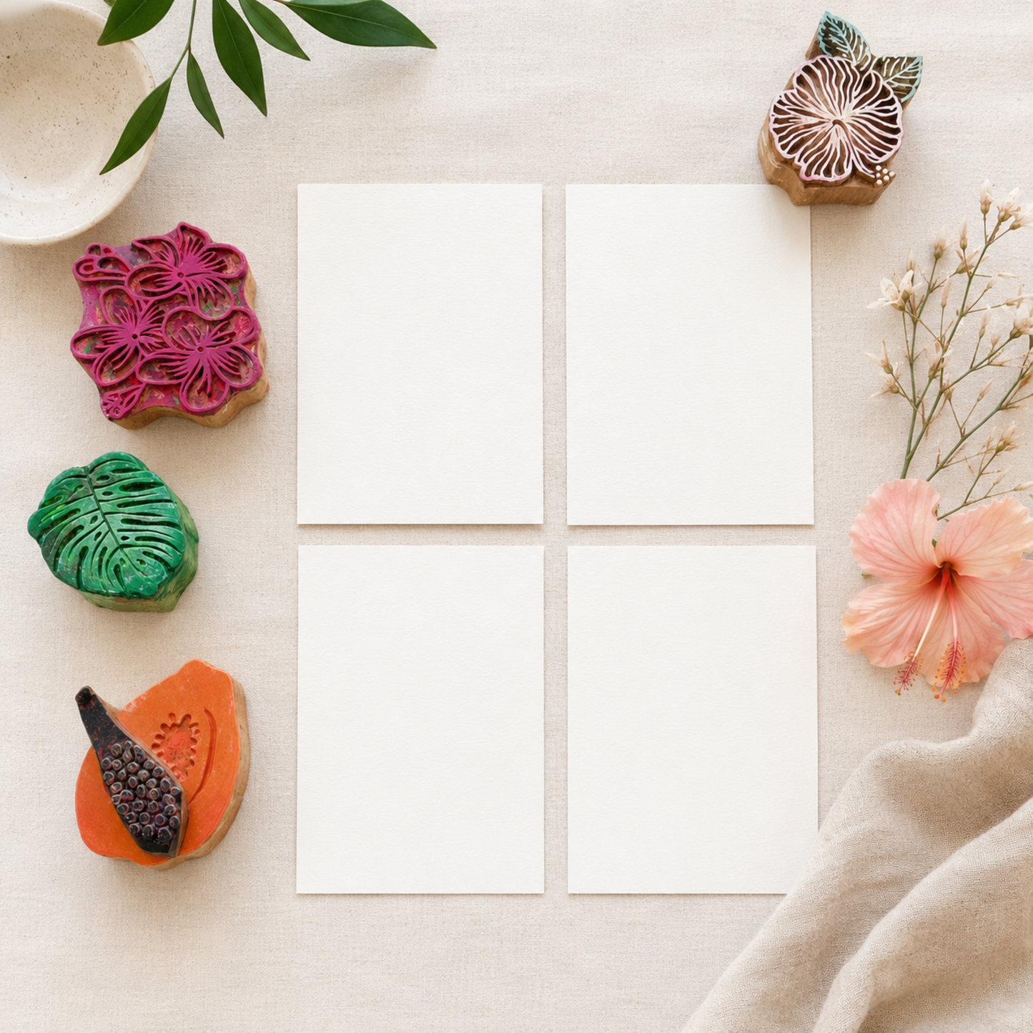 Block Print Workshop Add-On: Set of 4 Cards