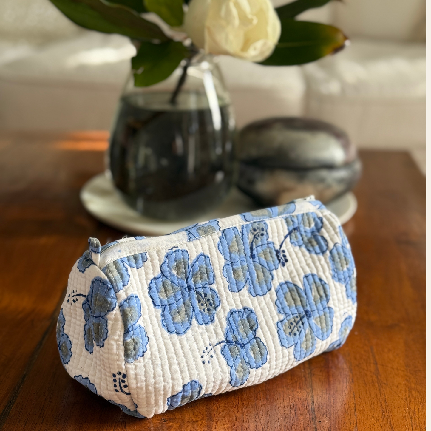 Blue Hibiscus Cosmetic Bag