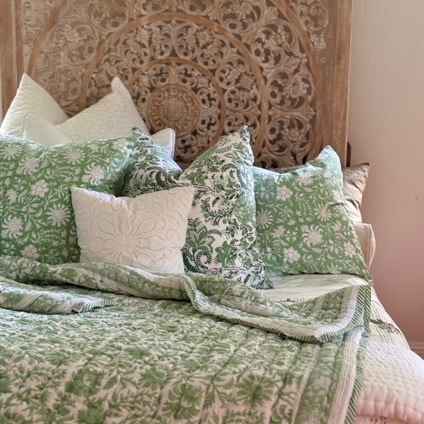 Jade Block Print Comforter Q