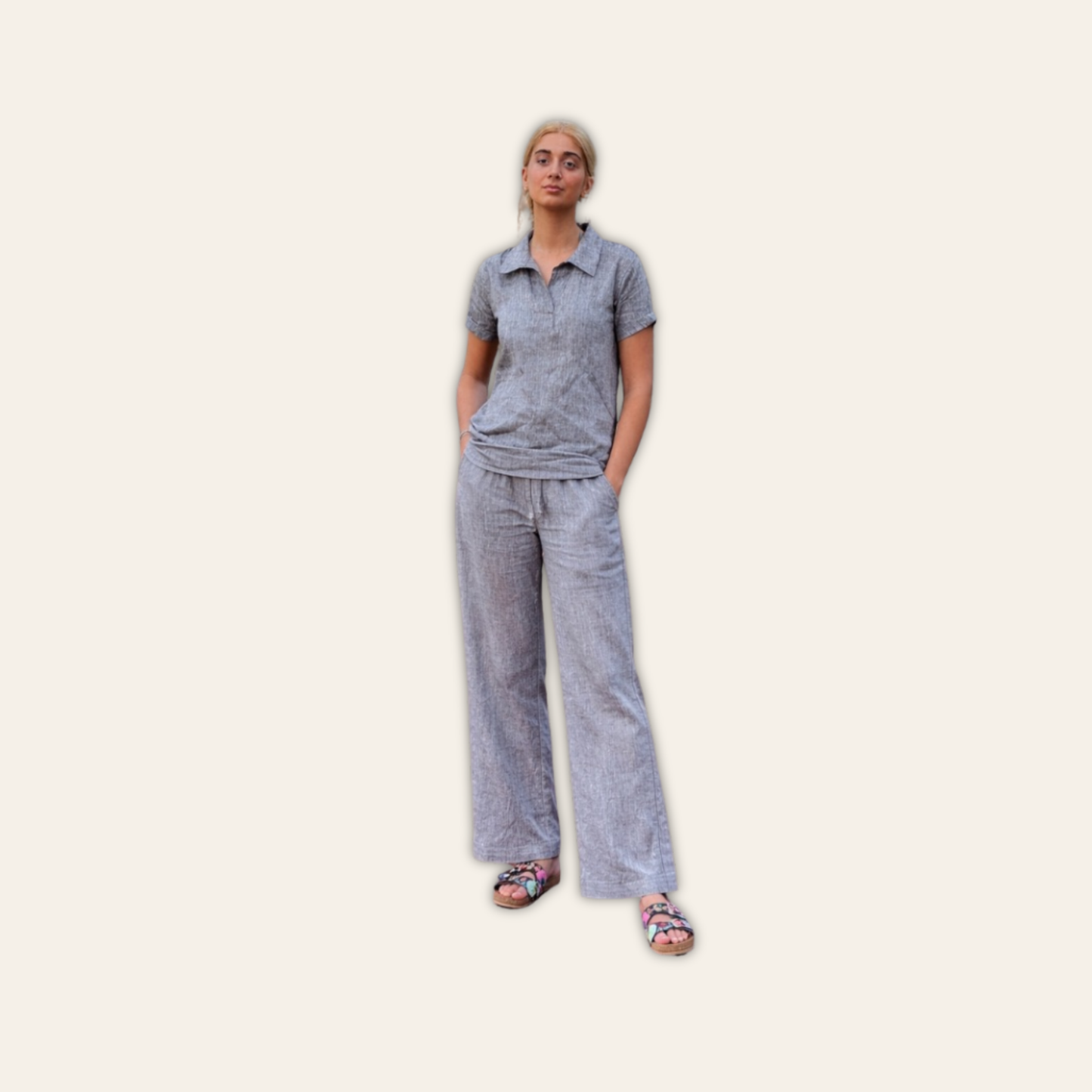 Mari Linen Pants Charcoal L