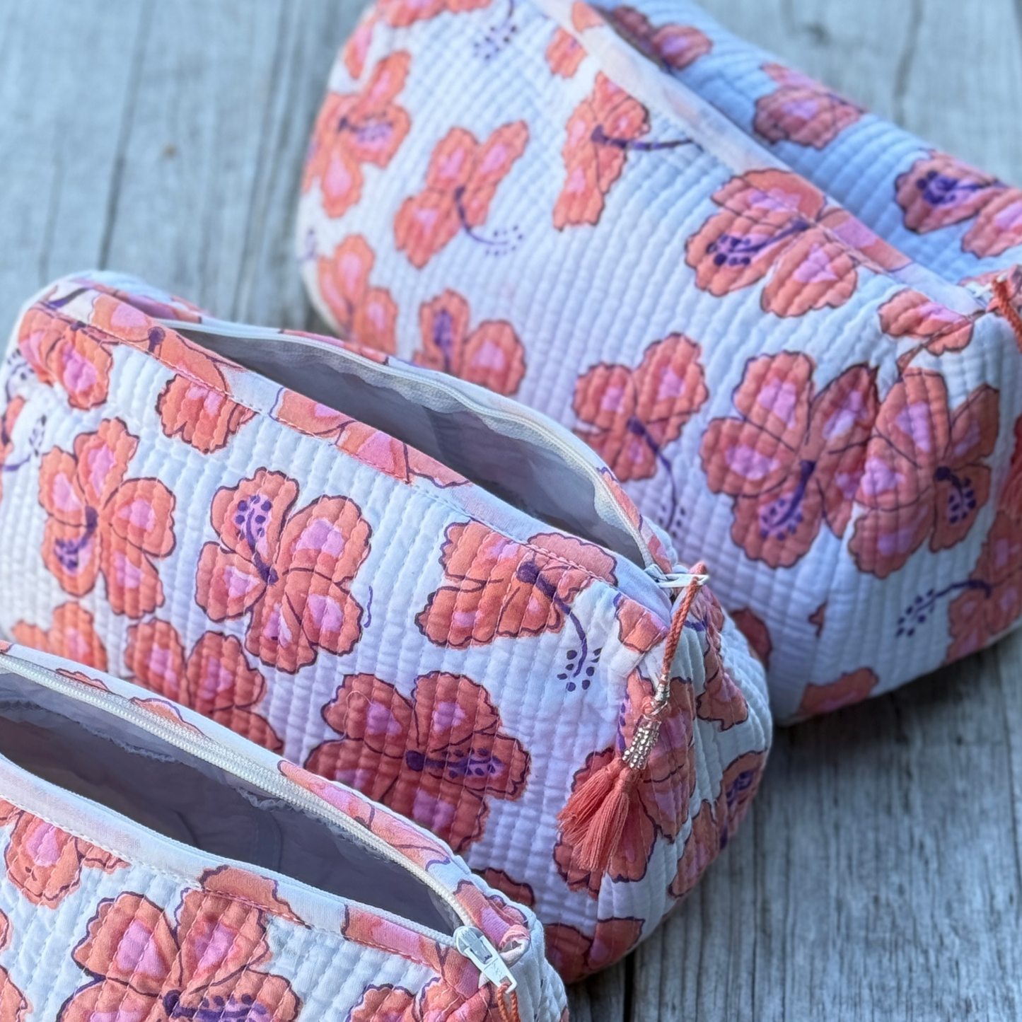 Pink Hibiscus Cosmetic Bag