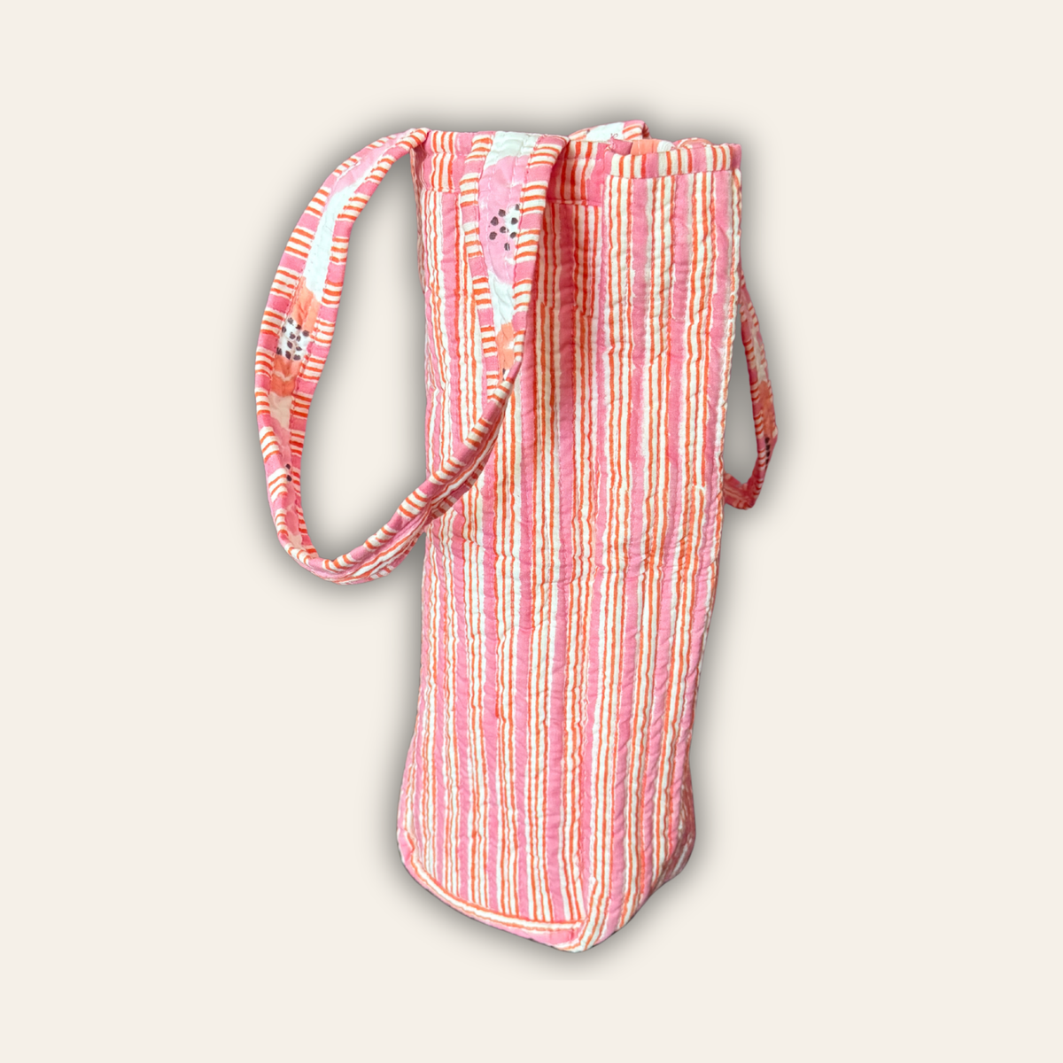 Reversible Quilted Papaya Bottle Bag