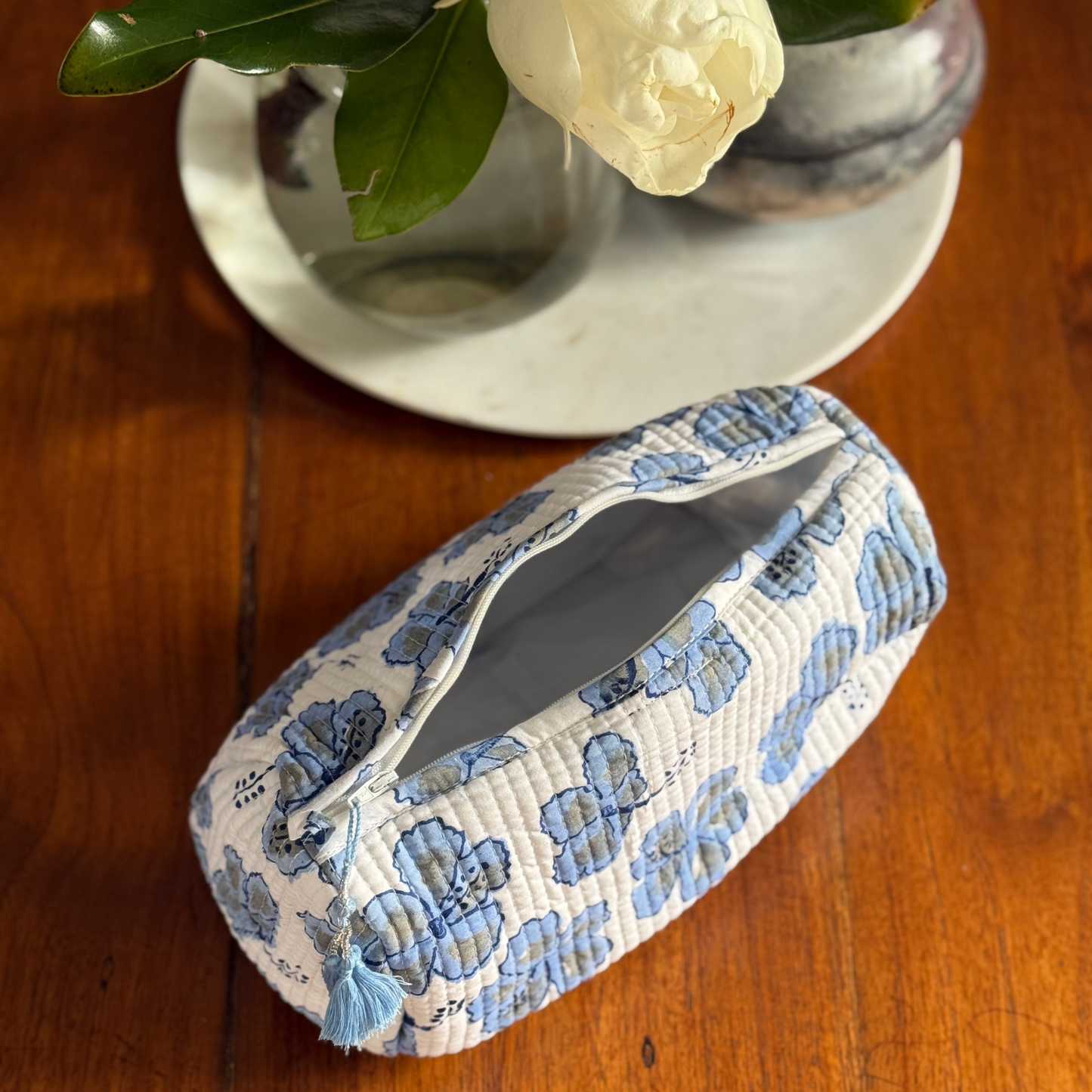 Blue Hibiscus Cosmetic Bag