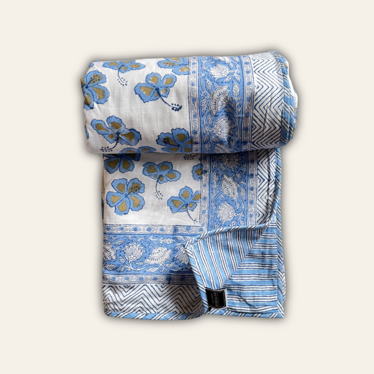 Blue Hibiscus Coverlet