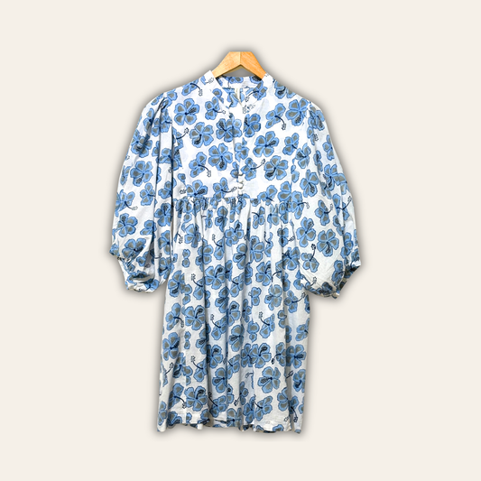 Poppi Dress Blue Hibiscus