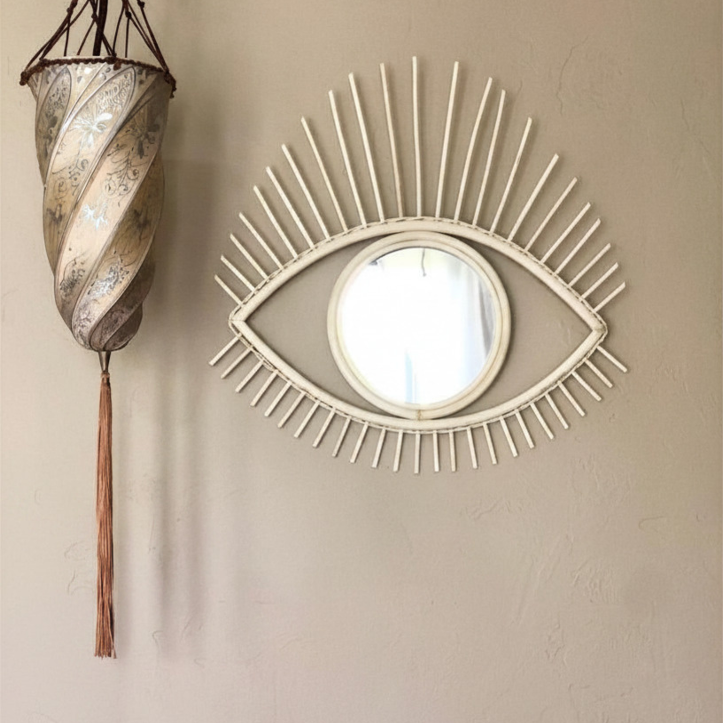 Rattan Evil Eye Mirror