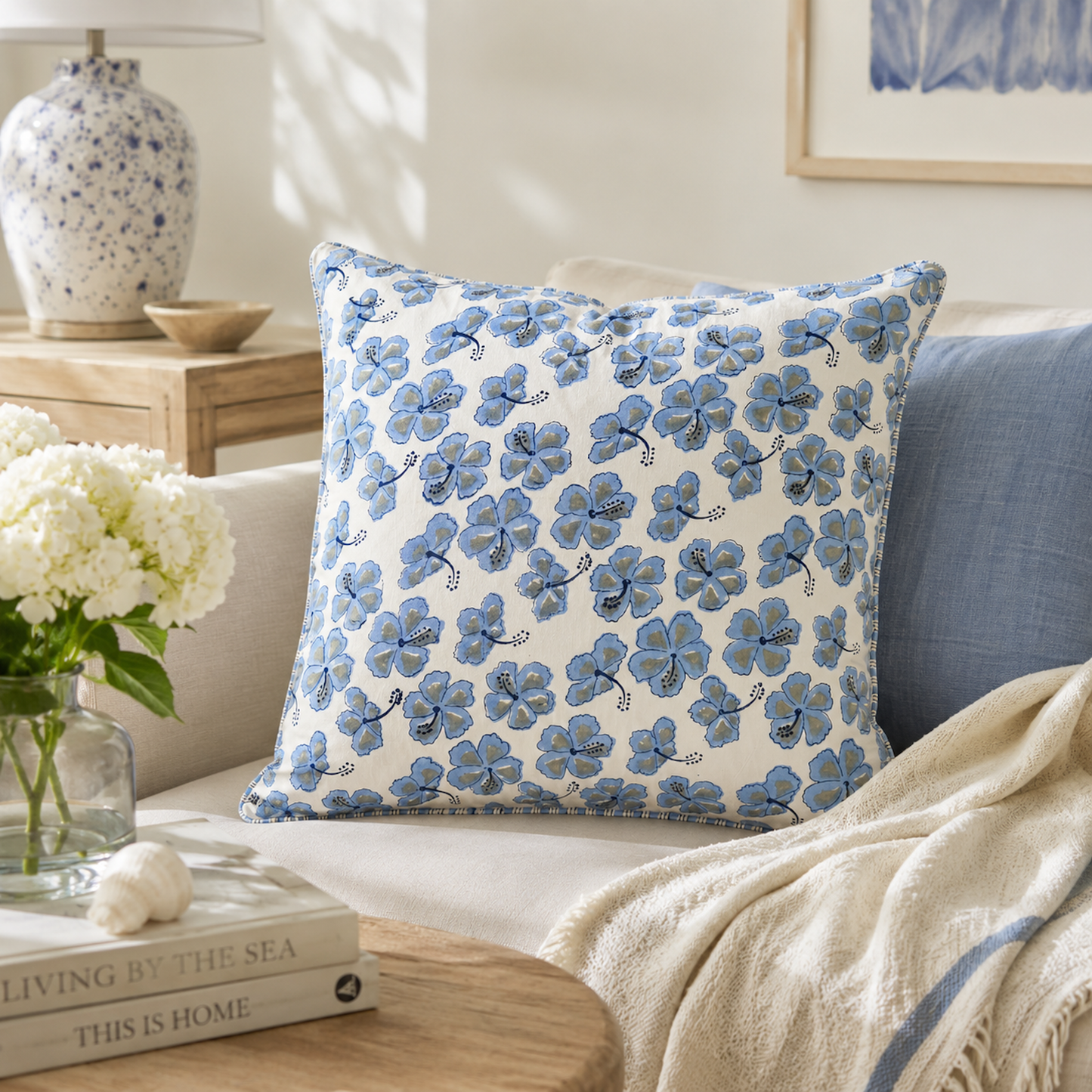 Blue Hibiscus Euro Sham