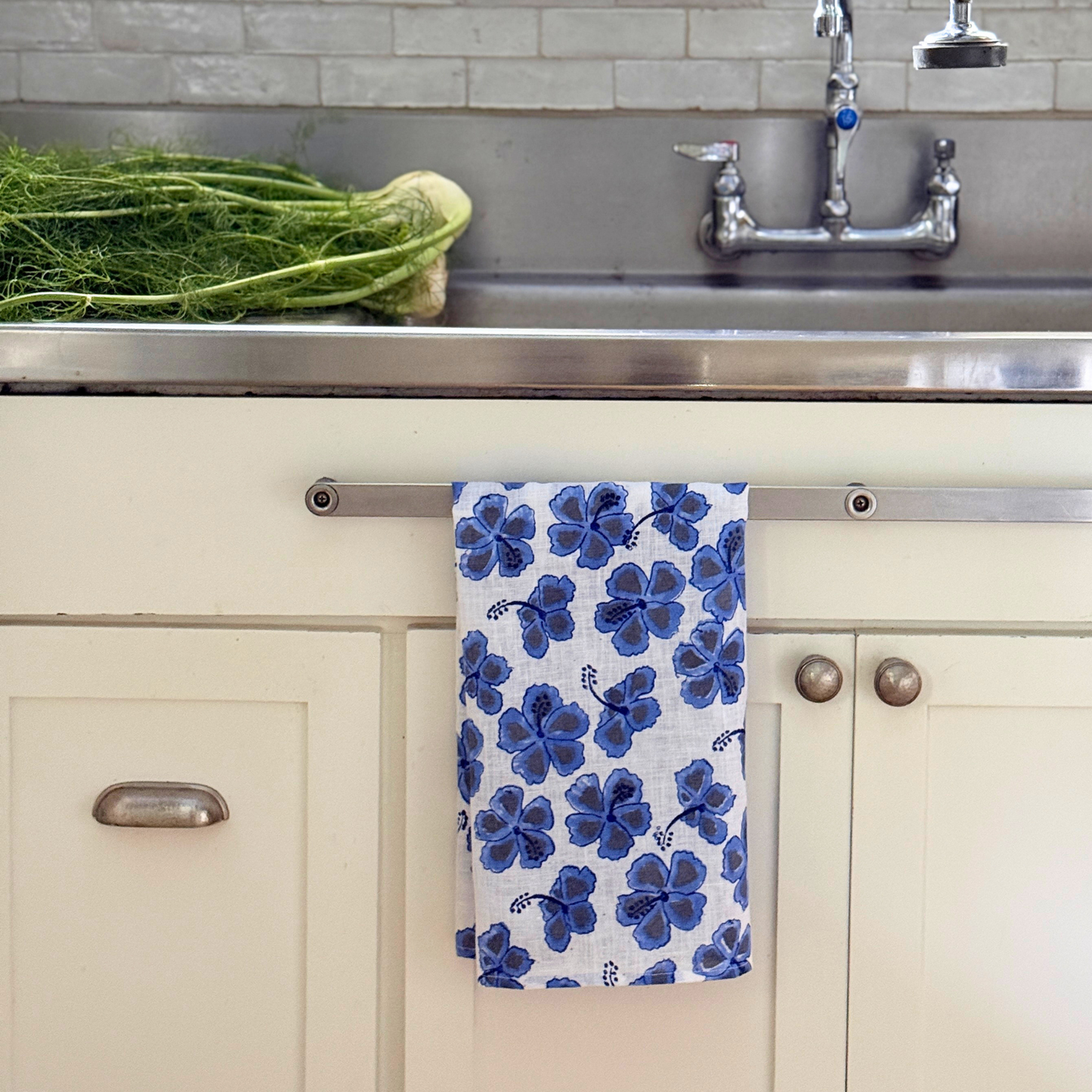 Hibiscus Linen Tea Towel