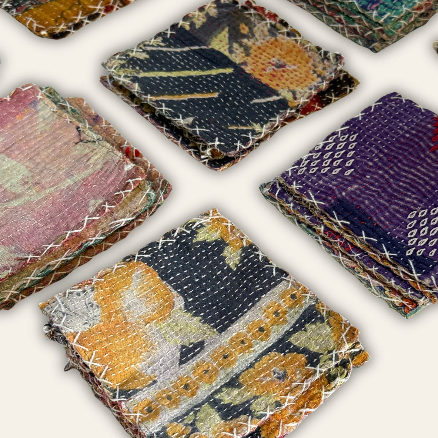 Vintage Kantha Coaster Set of 4