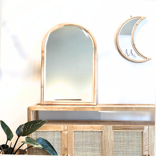 Rattan Moon Mirror