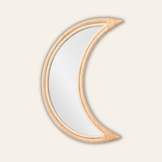 Rattan Moon Mirror
