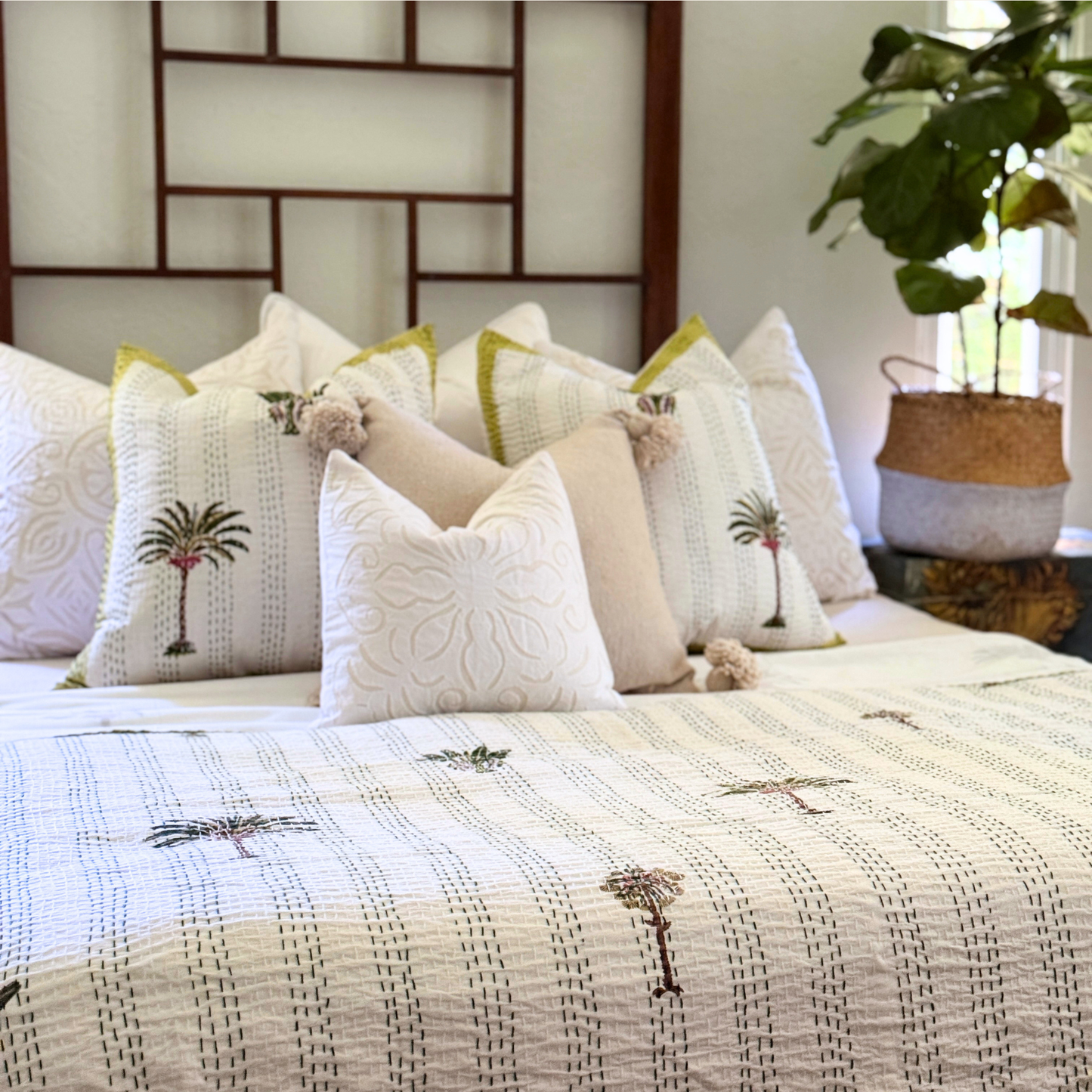Palms Kantha Coverlet
