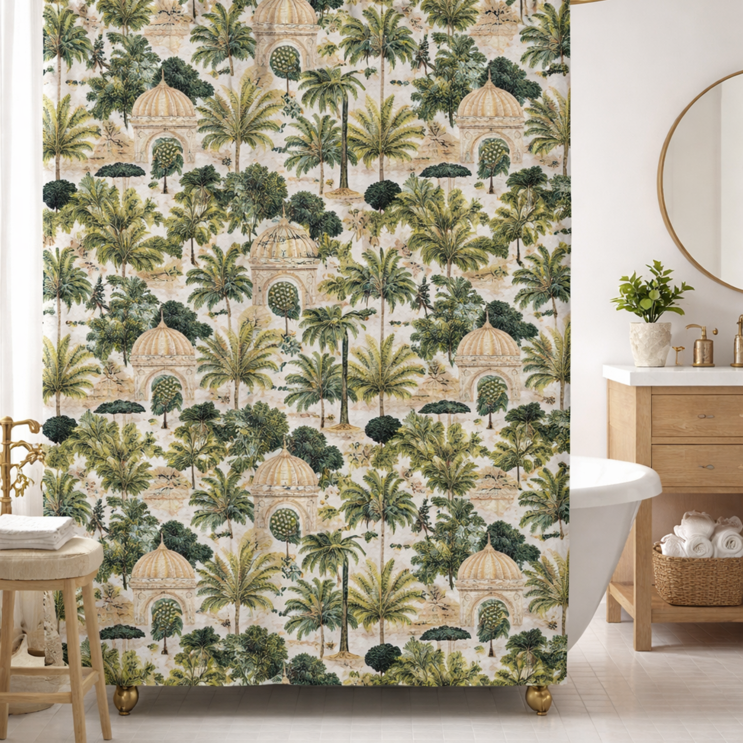 Peacock Palms Shower Curtain