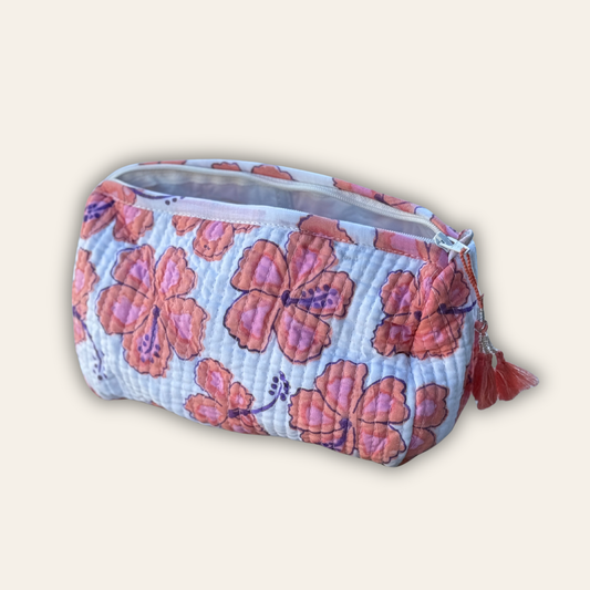 Pink Hibiscus Cosmetic Bag