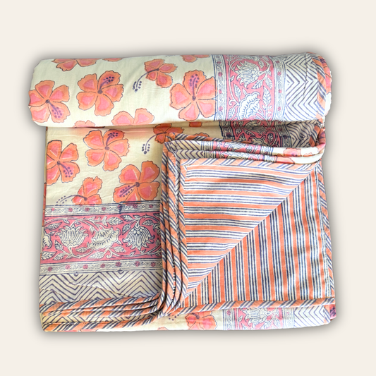 Pink Hibiscus Coverlet
