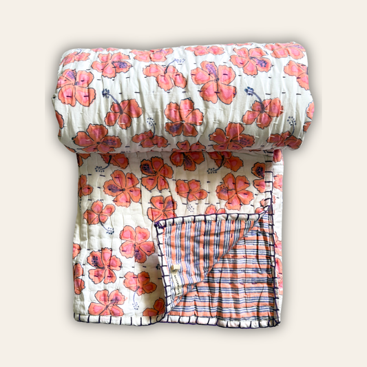 Pink Hibiscus Lap Blanket