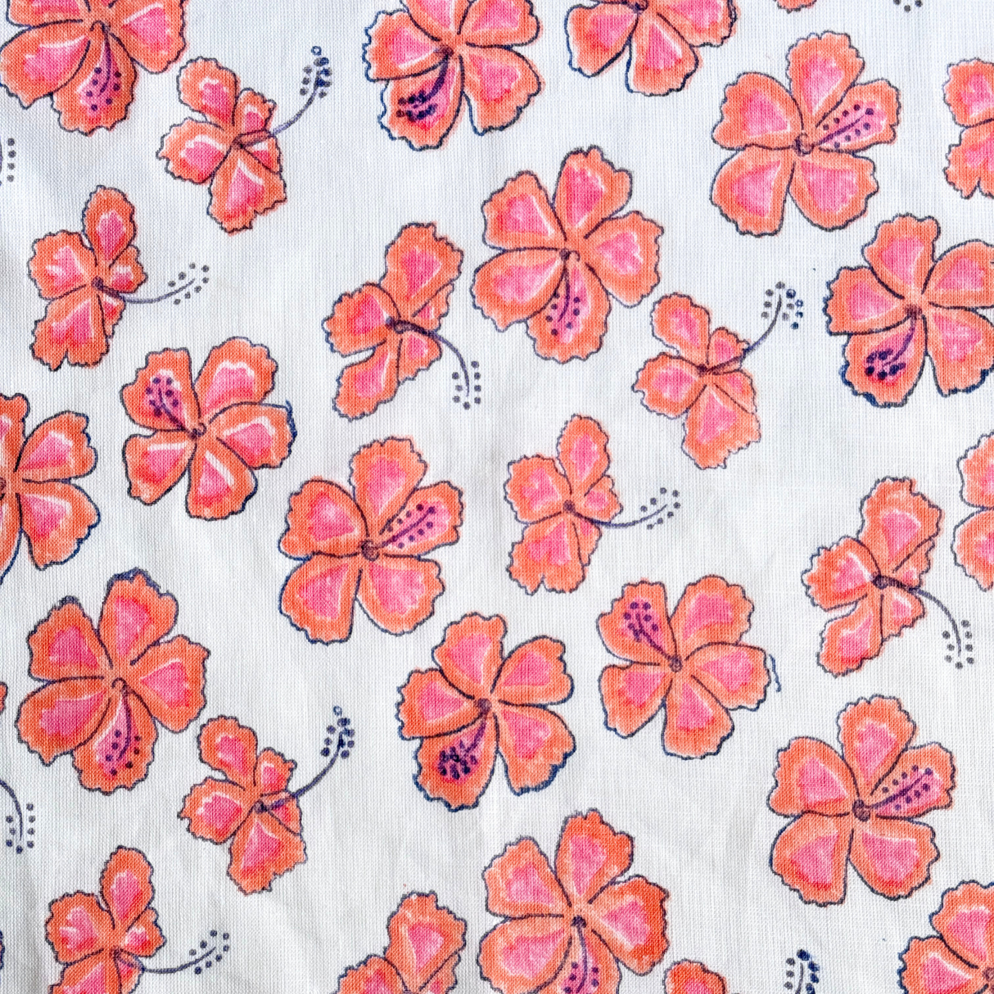 Pink Hibiscus Linen Tea Towel