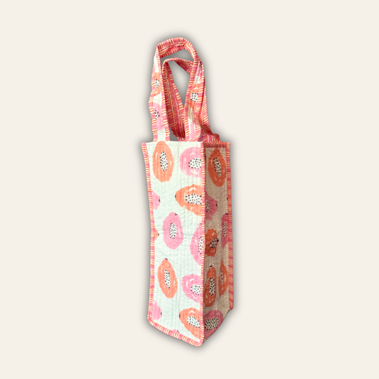 Reversible Quilted Papaya Bottle Bag