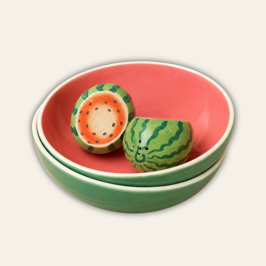 Vintage Watermelon S&P Shakers  2 Bowls